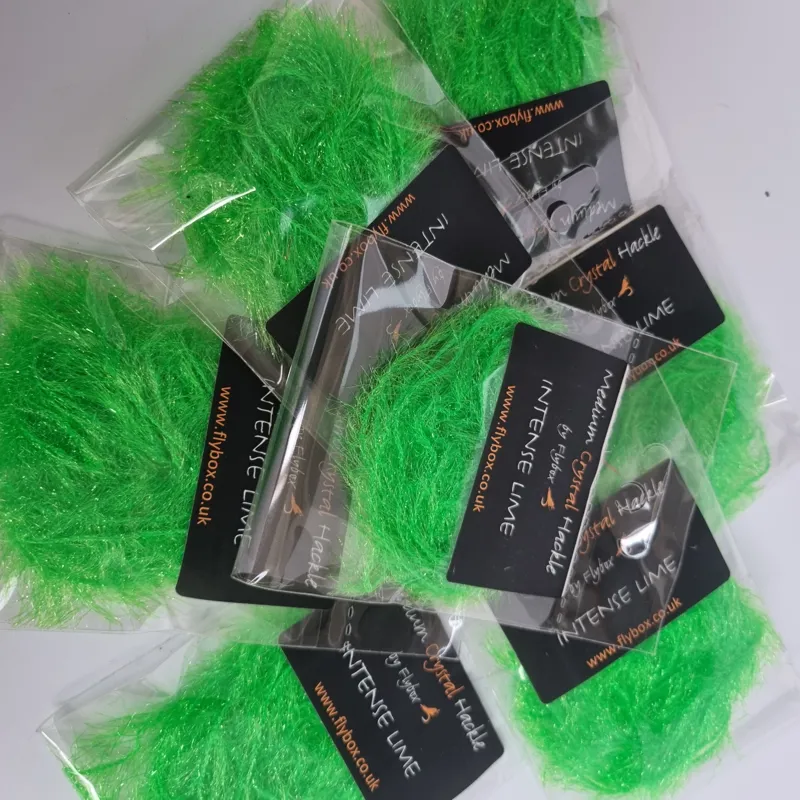 Flybox Medium Crystal Hackle in Intense Lime